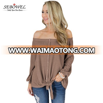 Stylish Women Causal Long Sleeve Off-shoulder Top