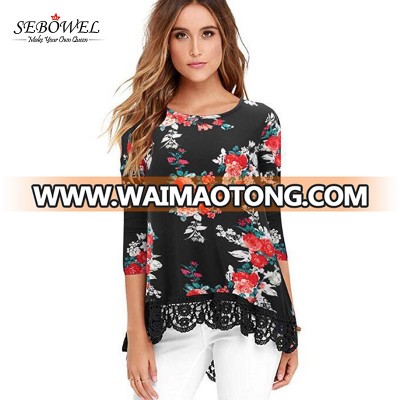 Ready Stock Hot Wholesale 3/4 Sleeve Floral Blouse for Women